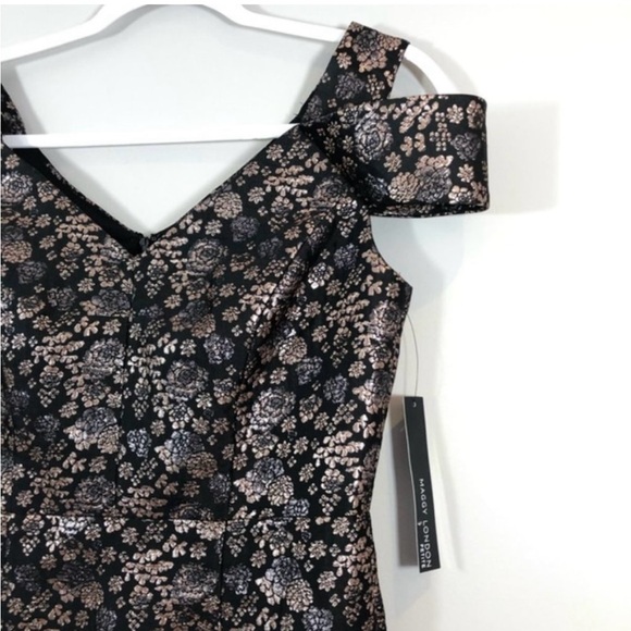 NWT Maggy London Black Rose Gold Metallic Dress - Picture 3 of 6